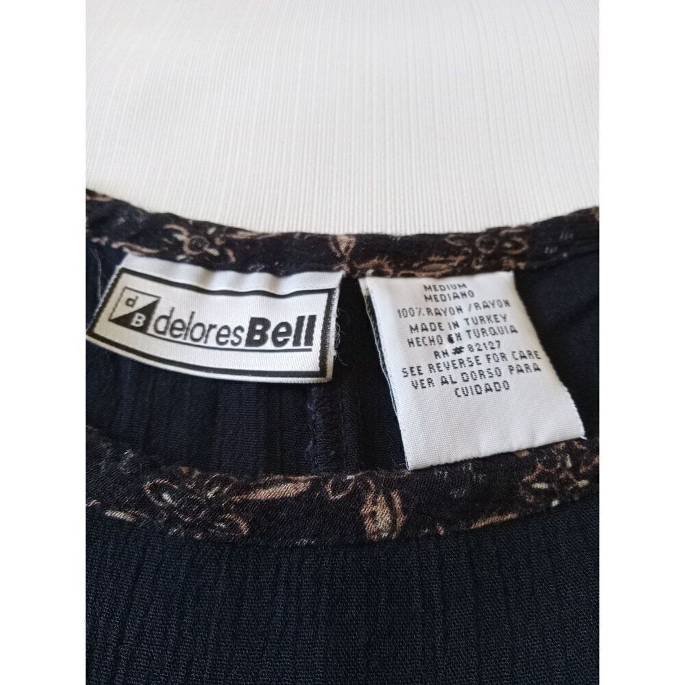 Delores Bell Vintage Black Lightweight Crinkled Fabric Maxi Dress Women's Medium - Picture 3 of 12